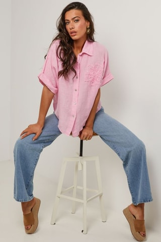 Camicia - 100% lino - Rosa