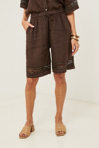 Shorts  - 100% lino - Marrone