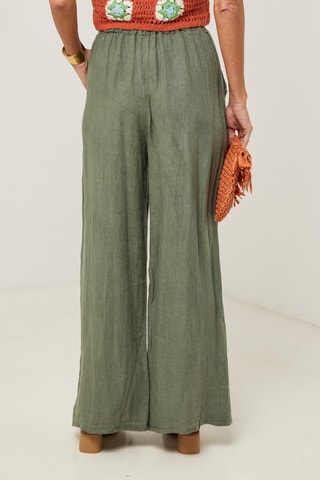 Pantaloni  - 100% lino - Kaki