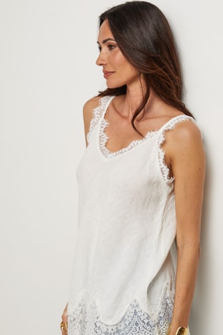 Top  - 100% lino - Bianco