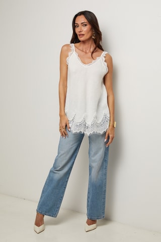 Top  - 100% lino - Bianco