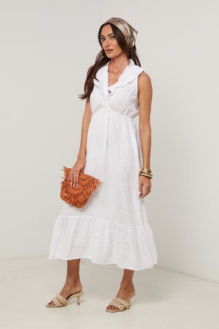 Abito midi  - 100% lino - Bianco