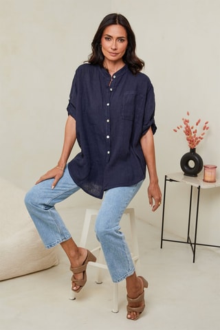 Camicia - 100% lino - Navy