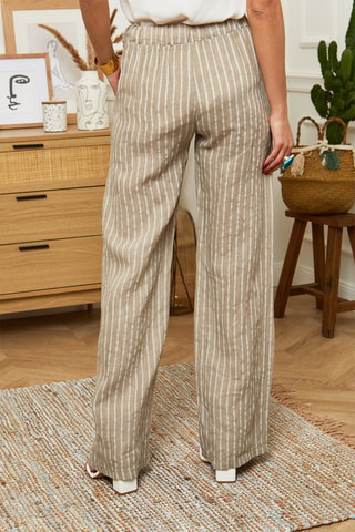 Pantaloni wide legs - 100% lino - Taupe