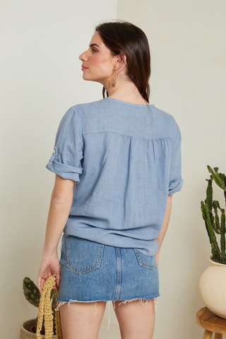 Blusa  - 100% lino - Blu