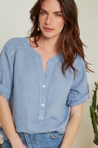 Blusa  - 100% lino - Blu