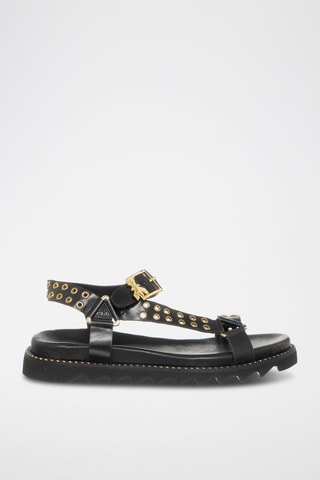 Sandali in pelle - Nero e dorato