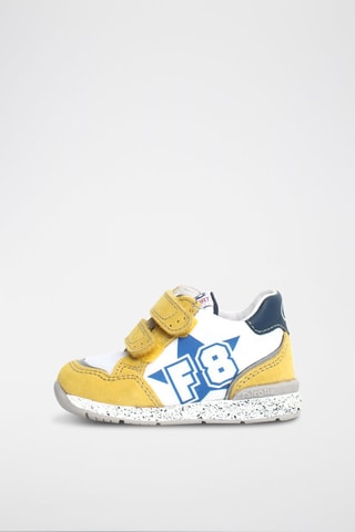 Sneakers in pelle Fly - Bianco, blu e giallo