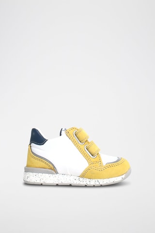 Sneakers in pelle Fly - Bianco, blu e giallo