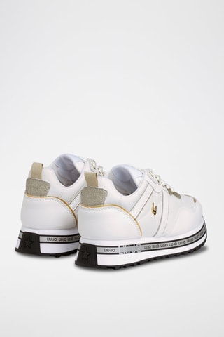 Sneakers platform in pelle di toro Monster - Bianco e dorato