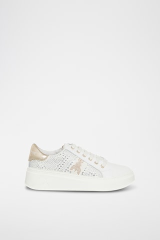 Sneakers platform in pelle - Bianco e grigio