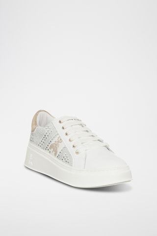Sneakers platform in pelle - Bianco e grigio