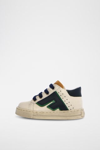 Sneakers in pelle - Bianco e arancione