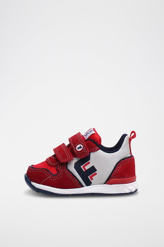 Sneakers in pelle scamosciata - Rosso e grigio