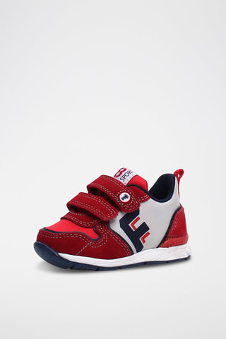 Sneakers in pelle scamosciata - Rosso e grigio