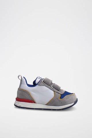 Sneakers in pelle scamosciata di vitello Hack - Bianco, blu e grigio