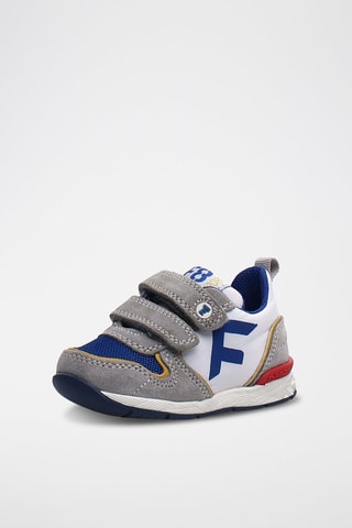 Sneakers in pelle scamosciata di vitello Hack - Bianco, blu e grigio