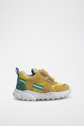Sneakers in pelle di vitello Stripe - Bianco, blu, verde e giallo