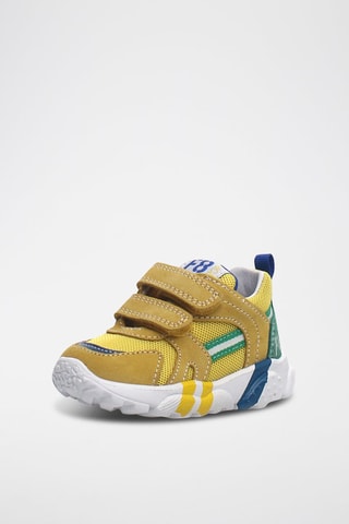 Sneakers in pelle di vitello Stripe - Bianco, blu, verde e giallo