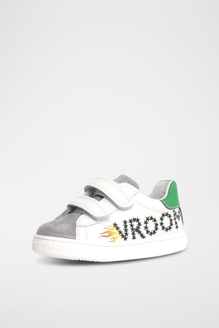 Sneakers in pelle Samblar - Bianco, nero, verde e grigio