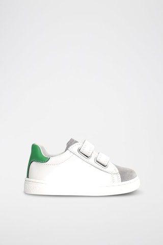 Sneakers in pelle Samblar - Bianco, nero, verde e grigio