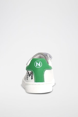 Sneakers in pelle Samblar - Bianco, nero, verde e grigio