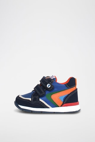 Sneakers alte in pelle scamosciata - Blu e arancione