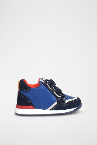 Sneakers alte in pelle scamosciata - Blu e arancione