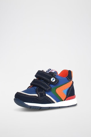 Sneakers alte in pelle scamosciata - Blu e arancione