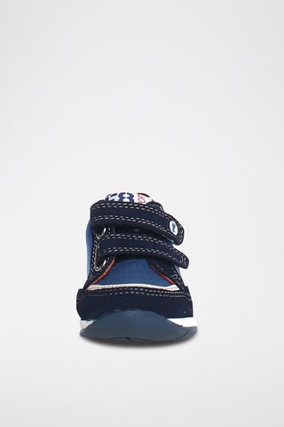 Sneakers alte in pelle scamosciata - Blu e arancione