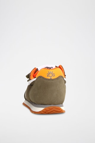 Sneakers in pelle scamosciata - Bianco, verde e arancione