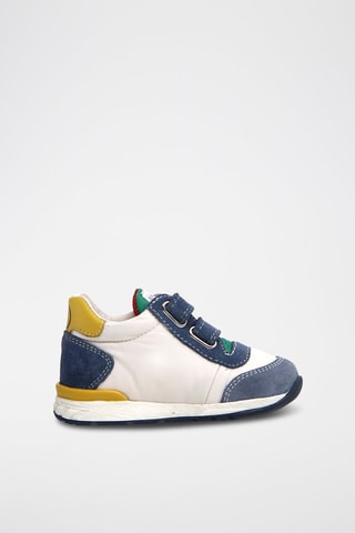 Sneakers alte in pelle - Bianco, blu, verde e giallo