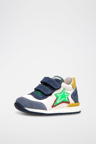 Sneakers alte in pelle - Bianco, blu, verde e giallo
