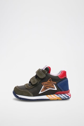 Sneakers in pelle - Verde e arancione