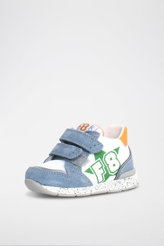 Sneakers in pelle Fly - Bianco, blu, verde e arancione