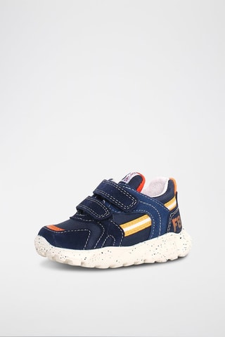 Sneakers in pelle Amantea - Bianco, blu, giallo e arancione