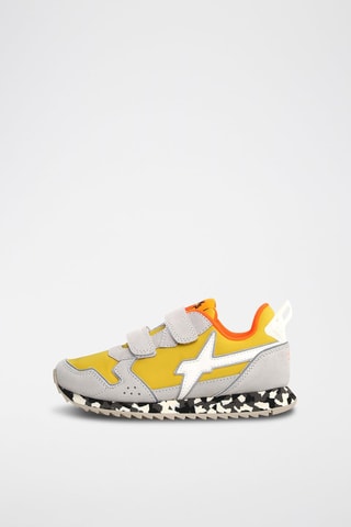 Sneakers in pelle scamosciata - Bianco, giallo e grigio