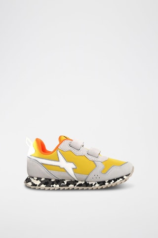 Sneakers in pelle scamosciata - Bianco, giallo e grigio