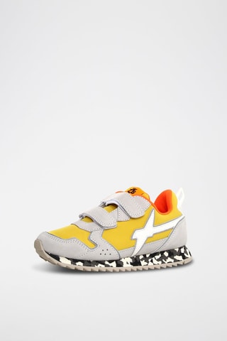 Sneakers in pelle scamosciata - Bianco, giallo e grigio