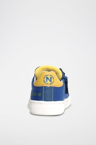 Sneakers in pelle di vitello Pinn - Bianco, blu e giallo