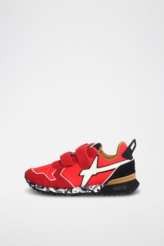 Sneakers in pelle scamosciata - Bianco, nero e rosso