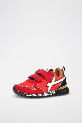 Sneakers in pelle scamosciata - Bianco, nero e rosso