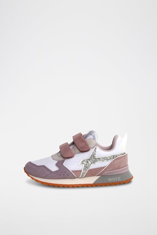 Sneakers in pelle scamosciata - Bianco, viola e argentato