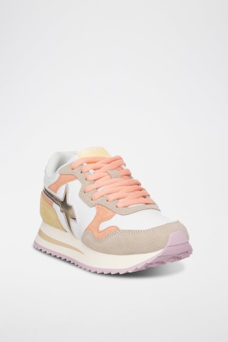 Sneakers in pelle scamosciata - Bianco, viola e rosa