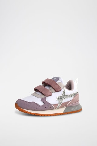 Sneakers in pelle scamosciata - Bianco, viola e argentato