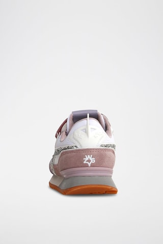 Sneakers in pelle scamosciata - Bianco, viola e argentato