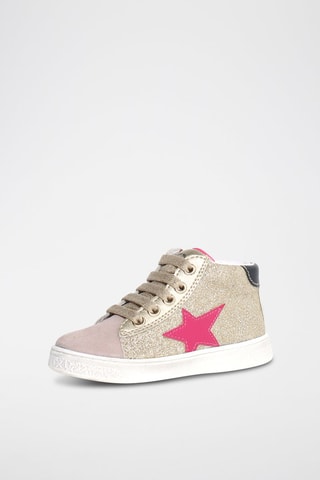 Sneakers alte in pelle Pinn - Nero, beige, rosa e dorato