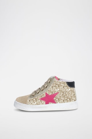 Sneakers alte in pelle Pinn - Nero, beige, rosa e dorato