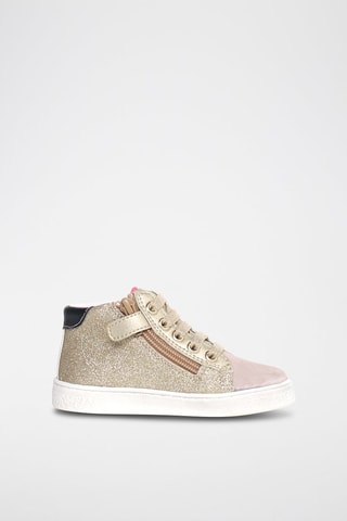 Sneakers alte in pelle Pinn - Nero, beige, rosa e dorato