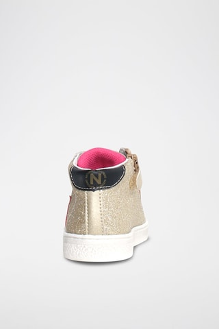 Sneakers alte in pelle Pinn - Nero, beige, rosa e dorato